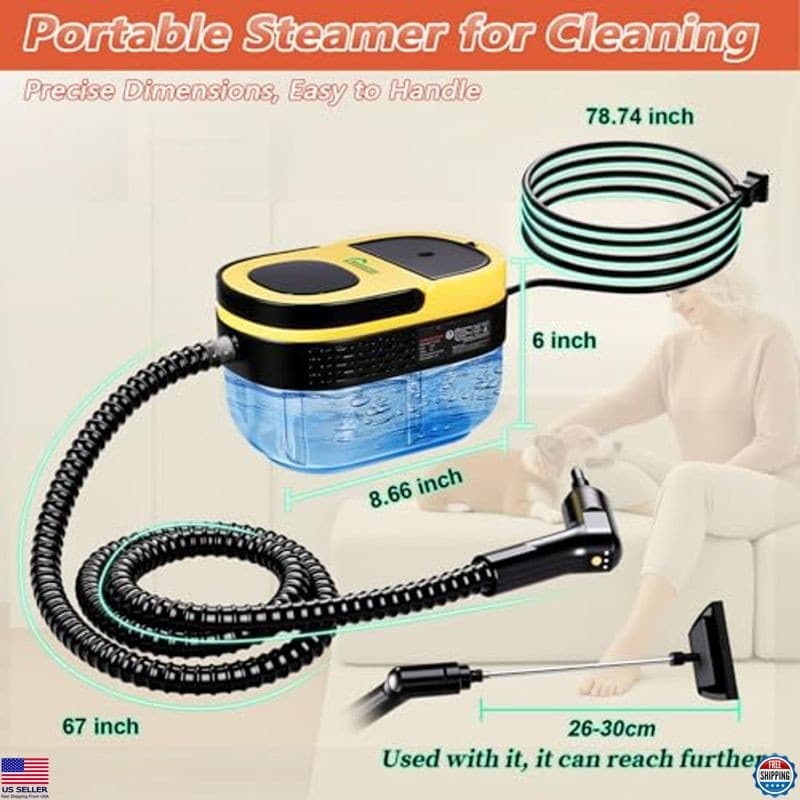 Powerful Handheld Steam Cleaner - 10s Heat, 1.6L Tank, 11-in-1 for Easy Use 5