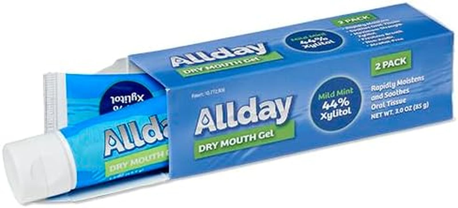Allday Dry Mouth Gel - Maximum Strength Xylitol, Fast Acting (2 Tubes) 2