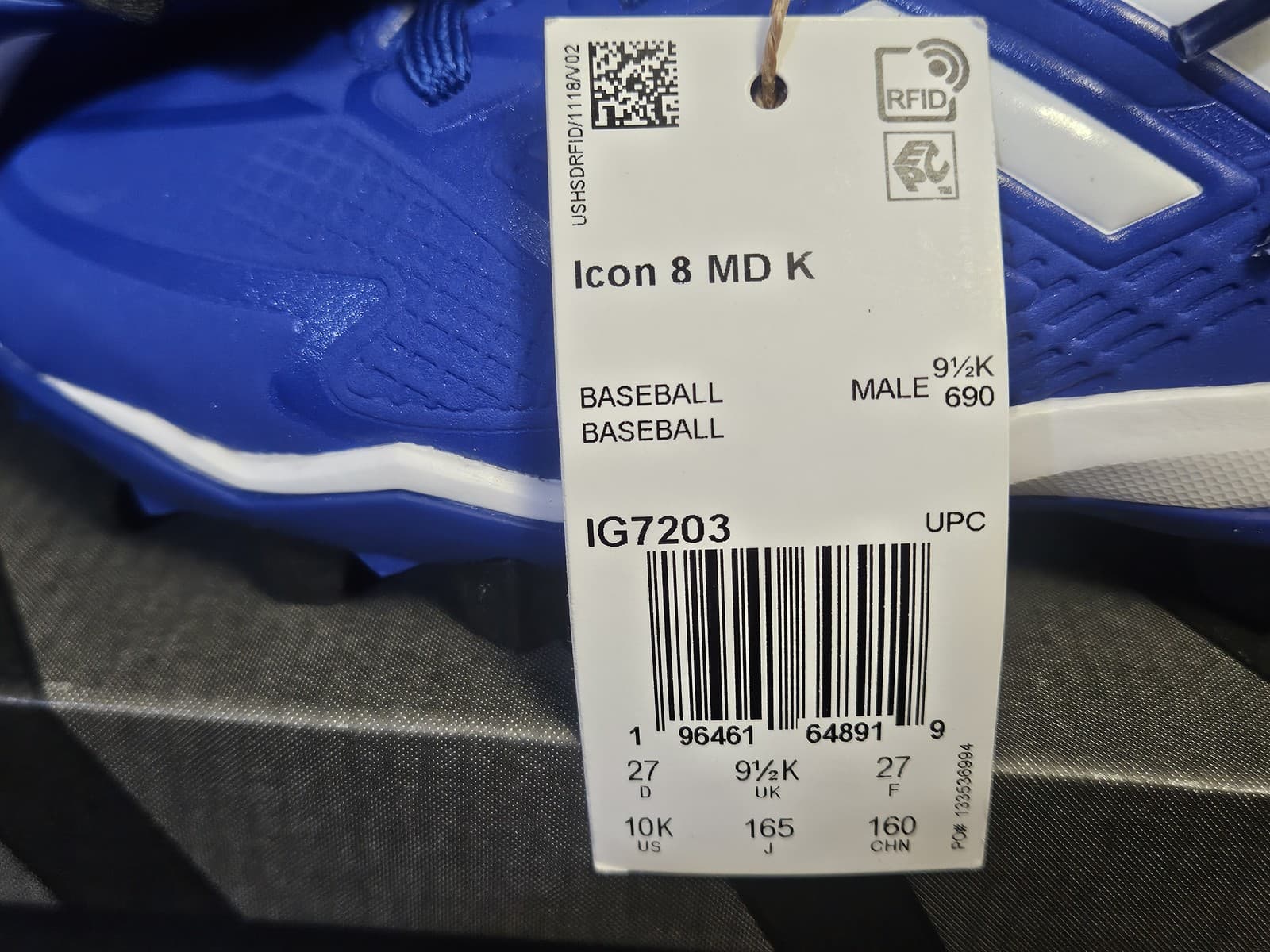 Adidas Icon 8 MD K Baseball Shoes Kids 10K Royal Blue White Cleats IG7203 New 2