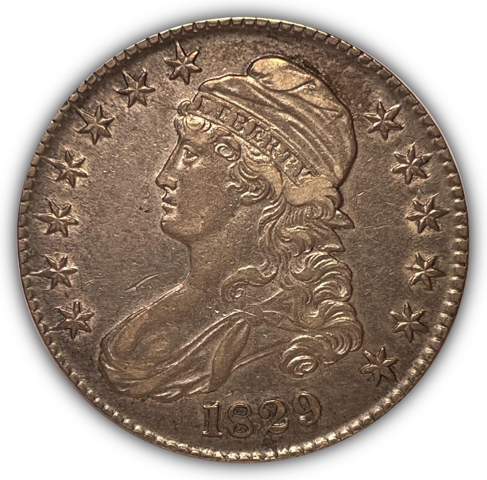 1829 Small Letters Capped Bust Half Dollar Almost Uncirculated AU Coin #26602