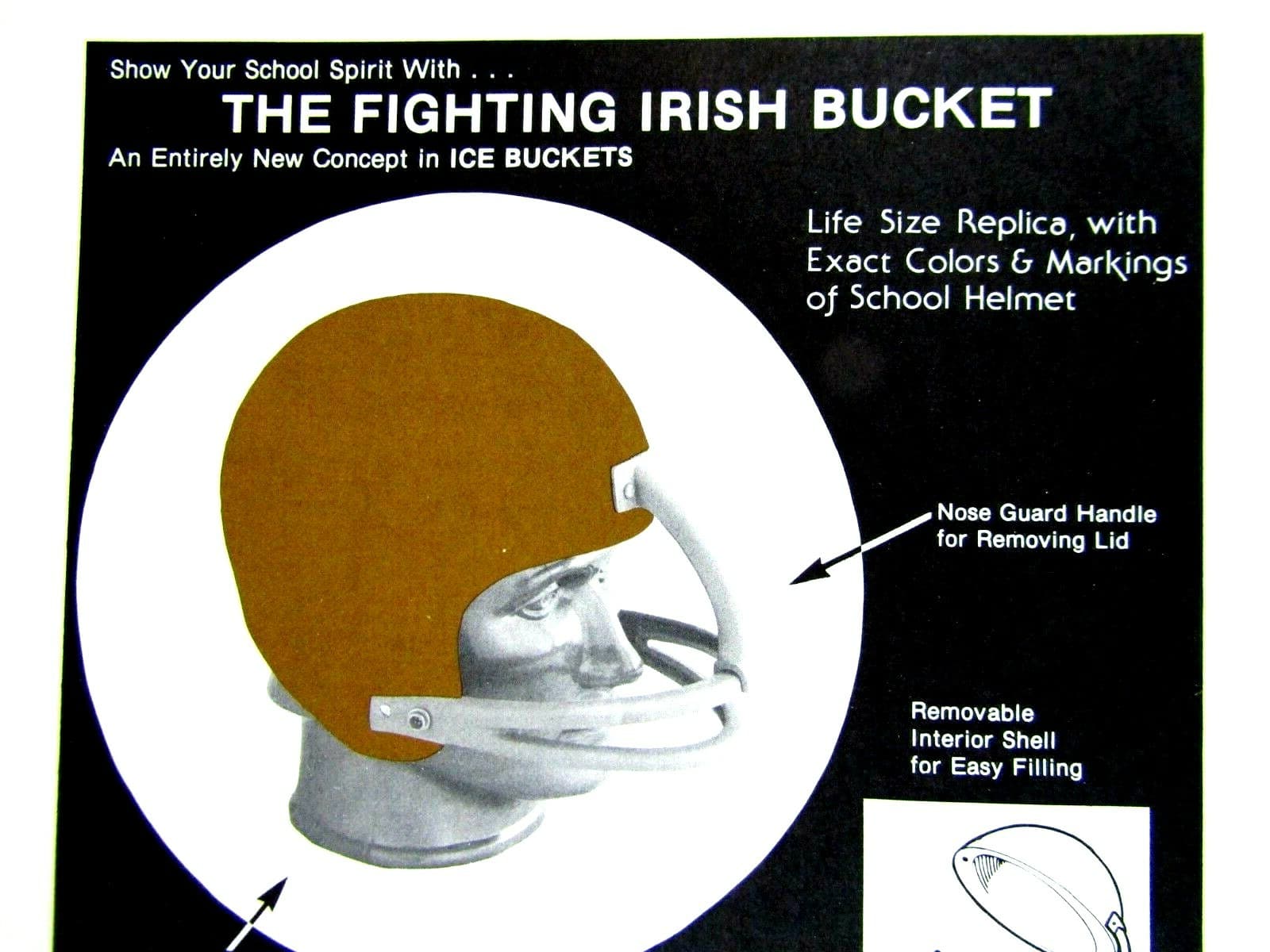 The Fighting Irish Ice Bucket 1978 Notre Dame Original 1977 Print Ad 8.5 x 11" 5
