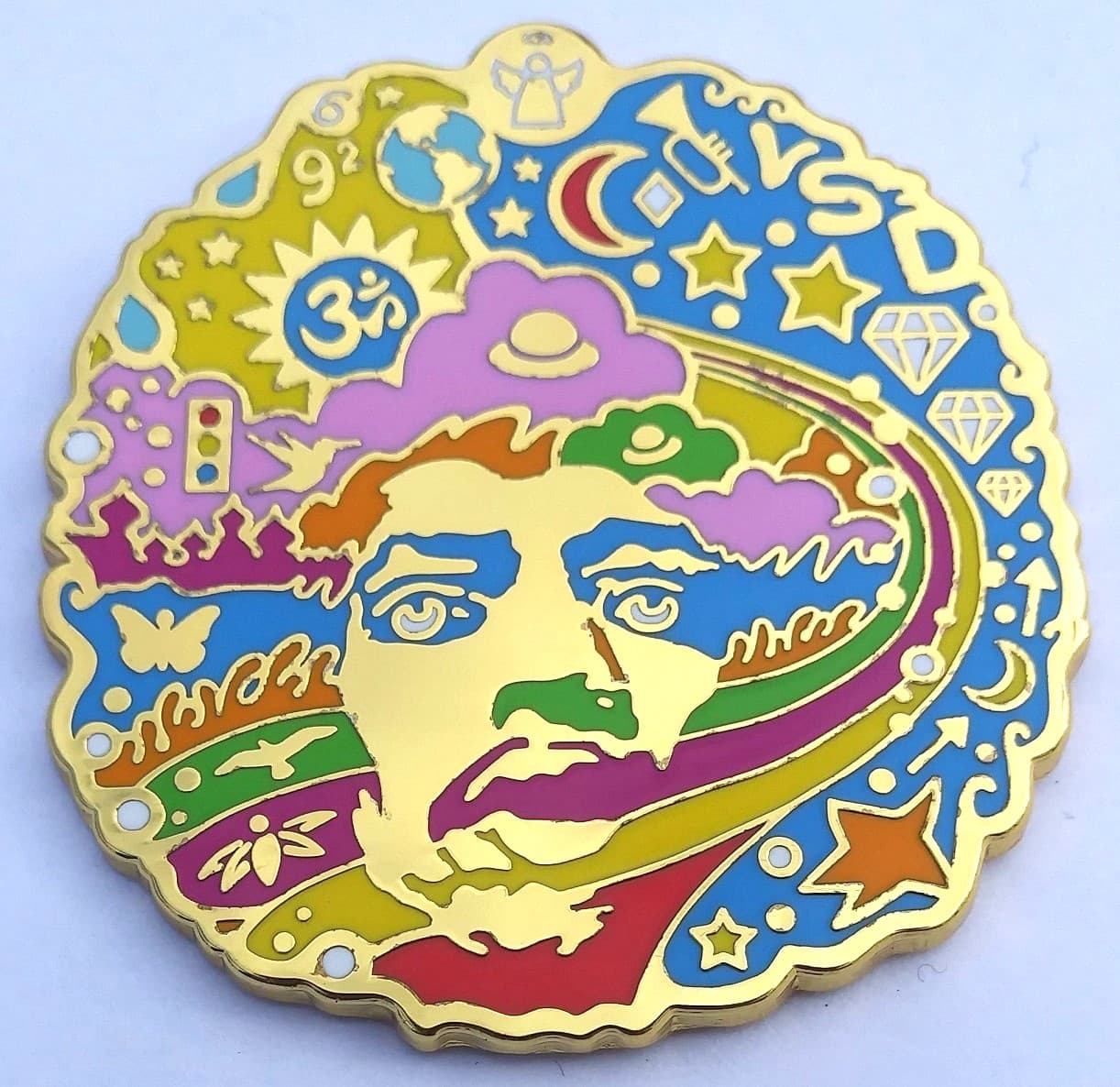 Jimi Hendrix RAINBOW PIN GOLD Plate V3.3 LE100 26 Song LSD Rare Christmas Gift