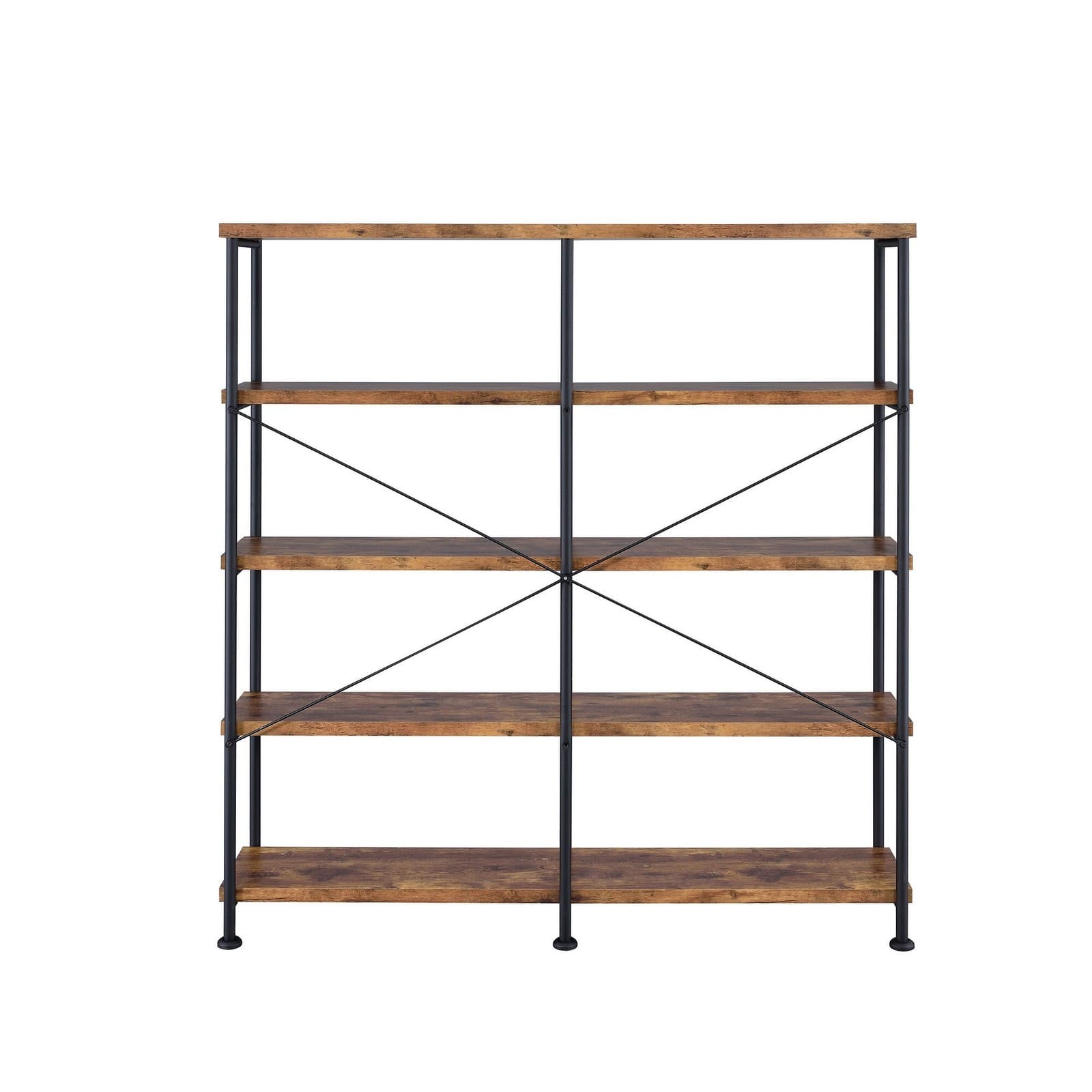 Glazer Industrial Double-wide Bookcase Antique Nutmeg Industrial 4