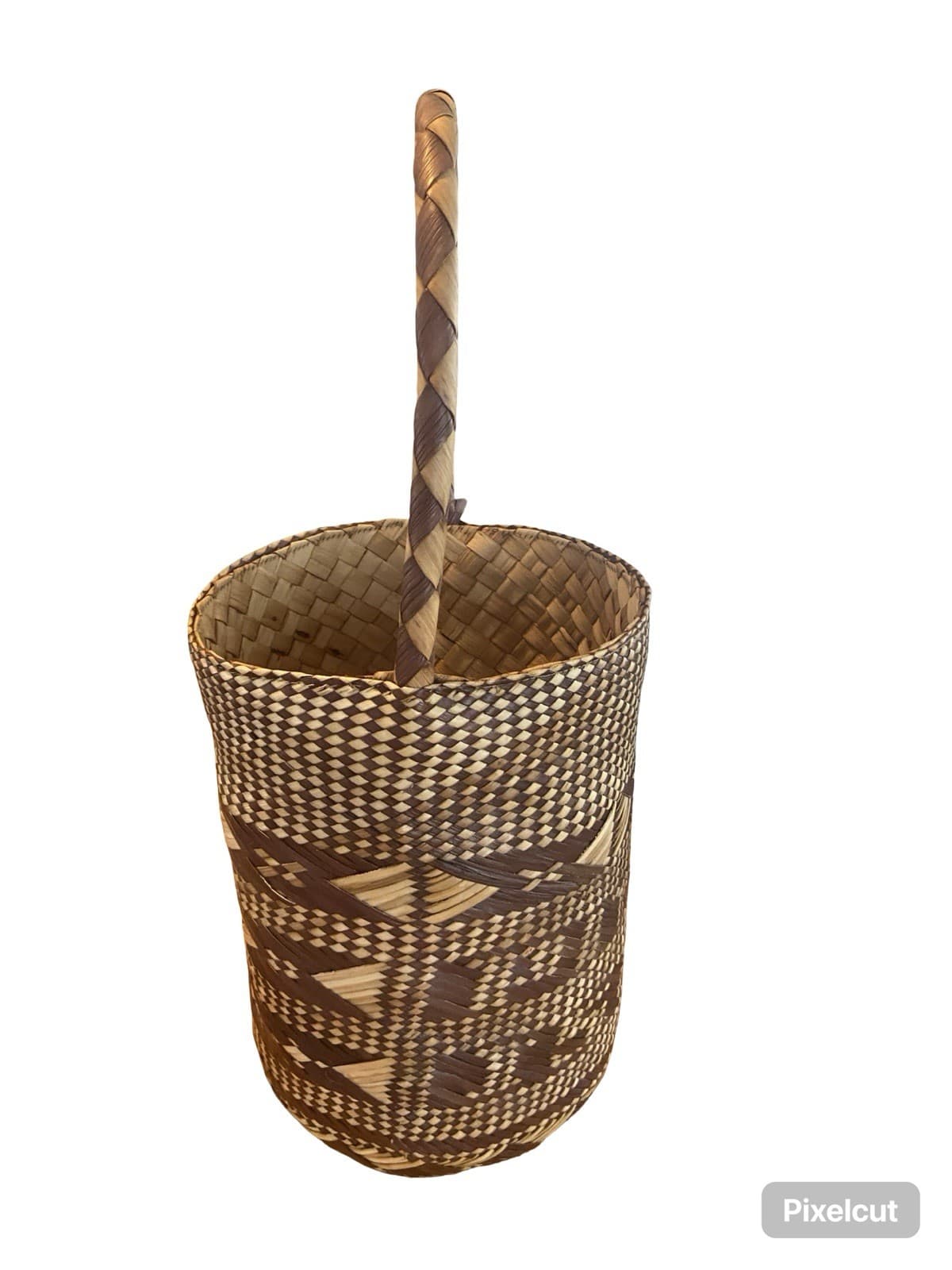 Handwoven Pandanus Thatch Shopping Market Basket with Handles 17” 5