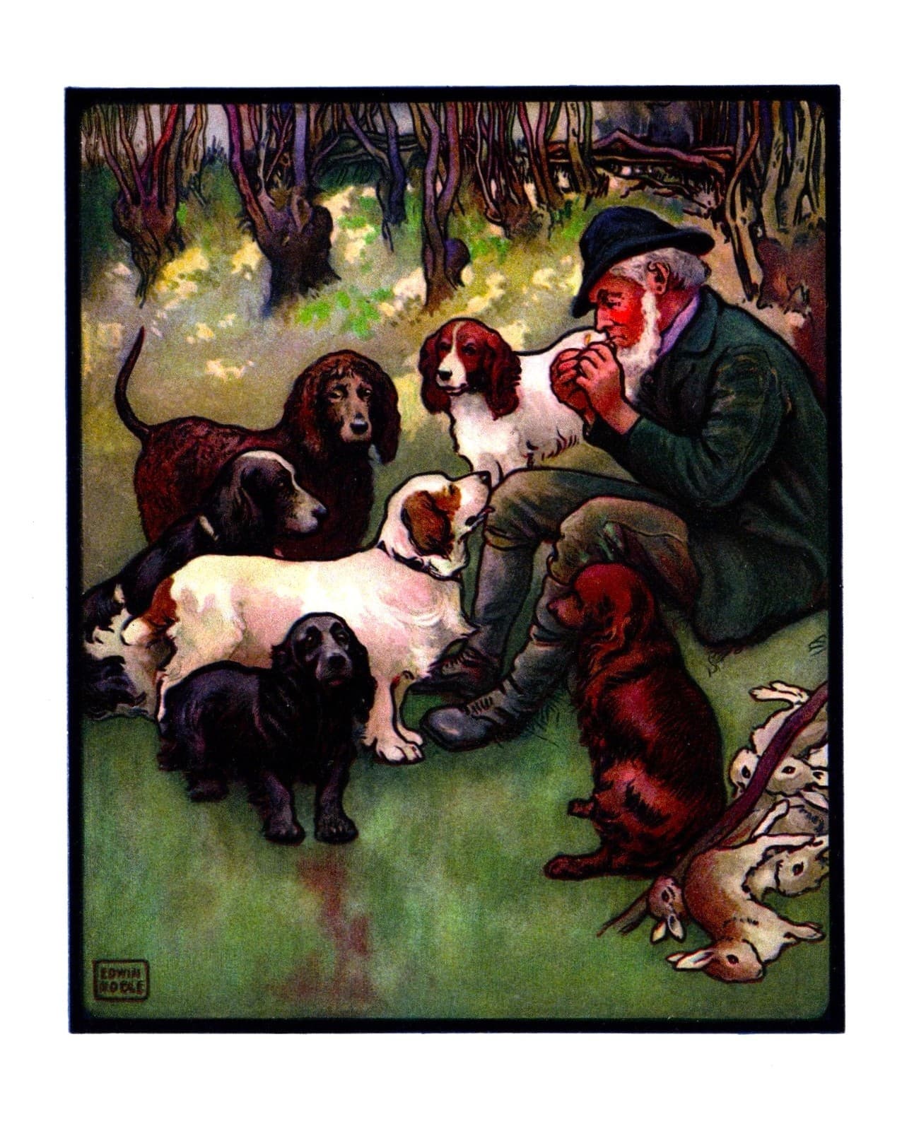 Antique Spaniels Print 1910 Edwin Noble Springer Clumber Cocker Spaniel 6420g