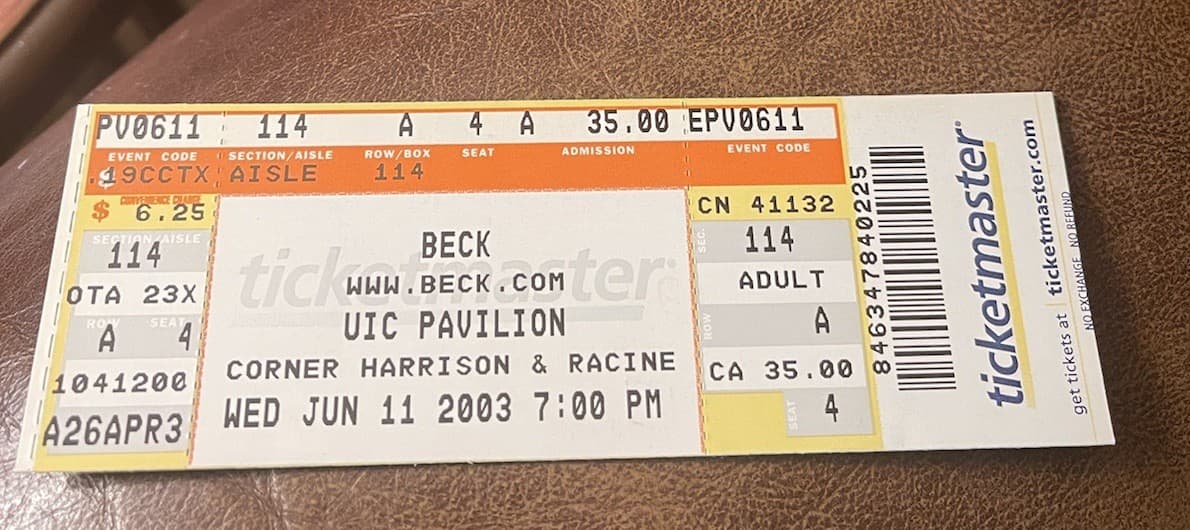 BECK/BLACK KEYS RARE UNUSED CONCERT TICKET CHICAGO, IL 06/11/2003