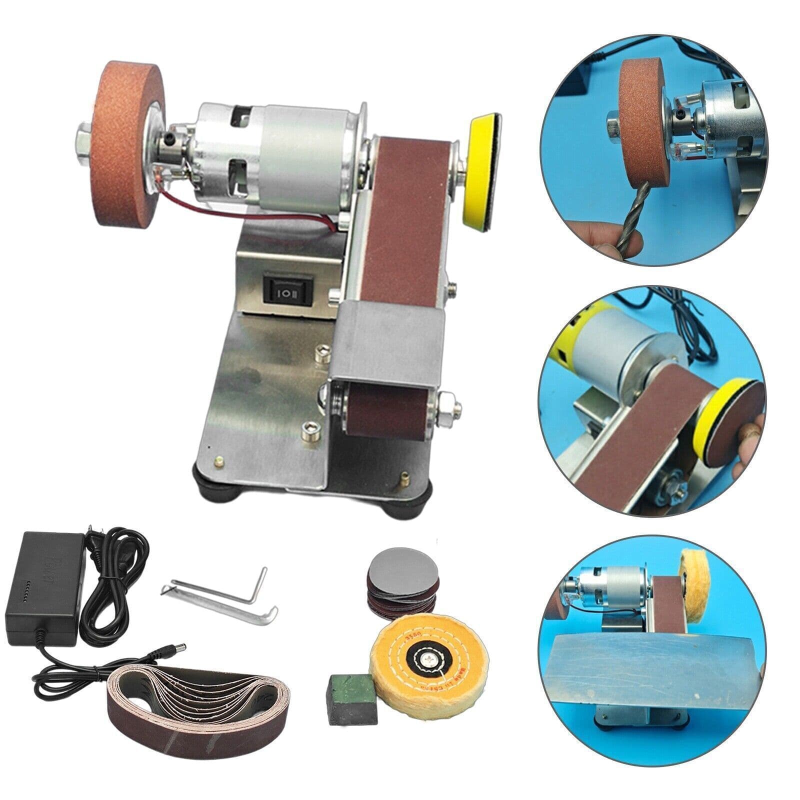 Mini DIY Electric Grinder Belt Sander Polishing Grinding Knife Sharpener Machine 5