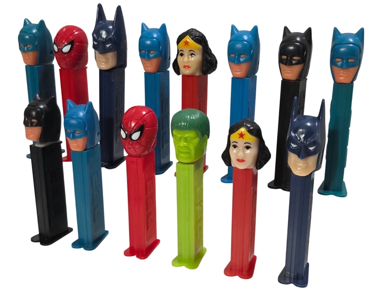 14 Vintage Pez Dispensers Feet Batman Spider-Man Wonder Woman Hulk Characters 3