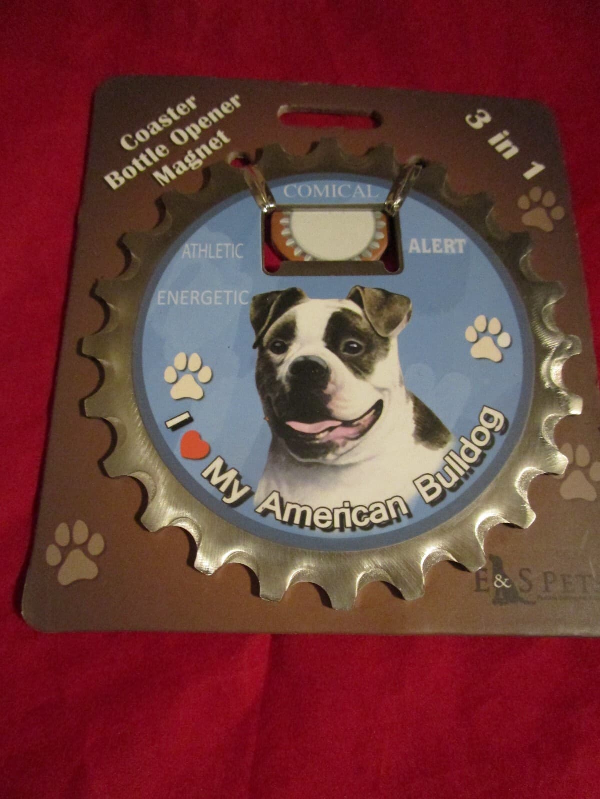 American Bulldog Dog Coaster Magnet Bottle Opener Bottle Ninjas Magnetic New