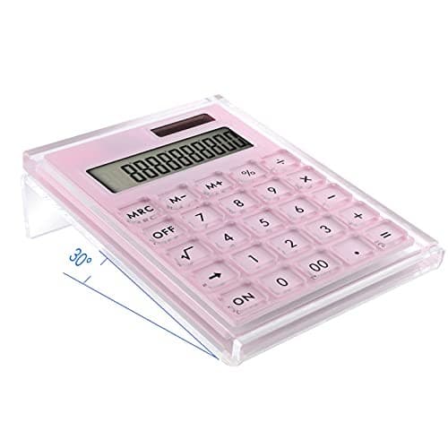  Acrylic Calculator with Stand, Battery and Solar Hybrid Powered Basic Pink 3