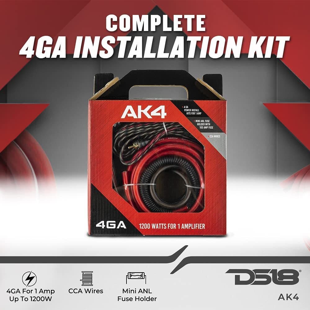 DS18 AK4 Complete 4 Gauge CCA Amplifier Installation Wiring Kit 2