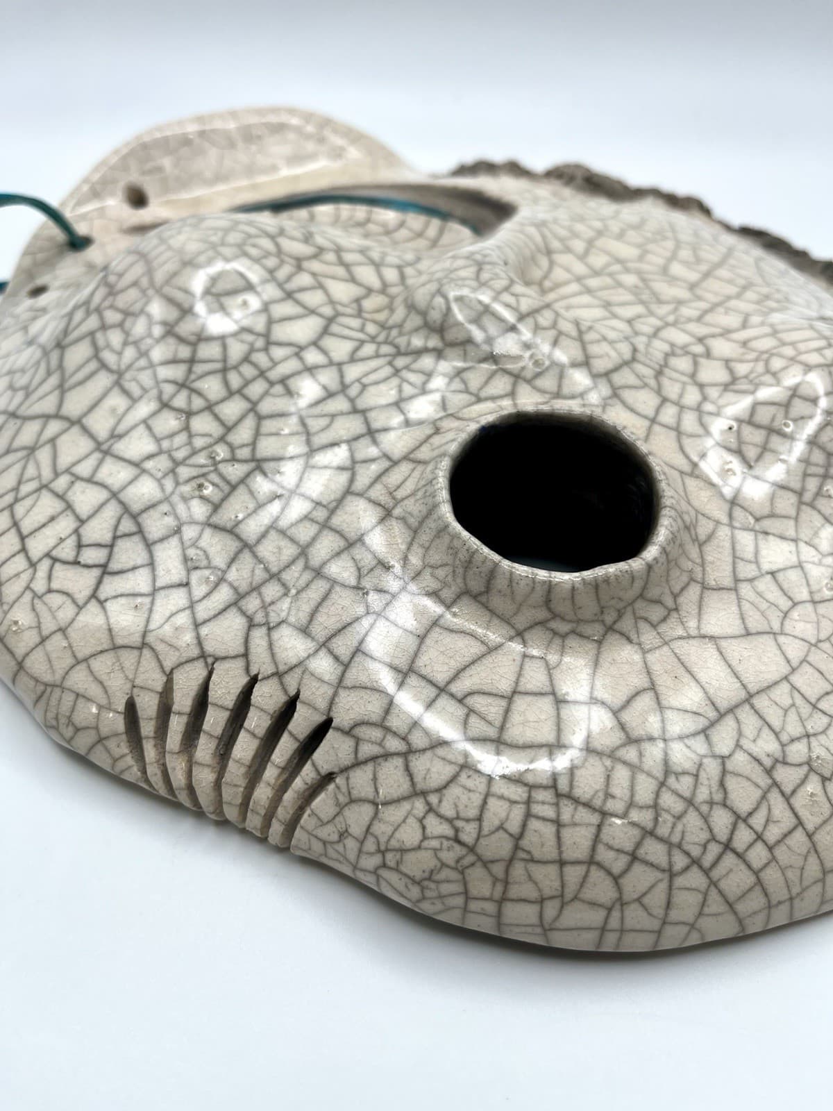 Handmade Raku Ceramic Mask Abstract Crackle Glaze Face Wall Art Signed Jan ‘91 4