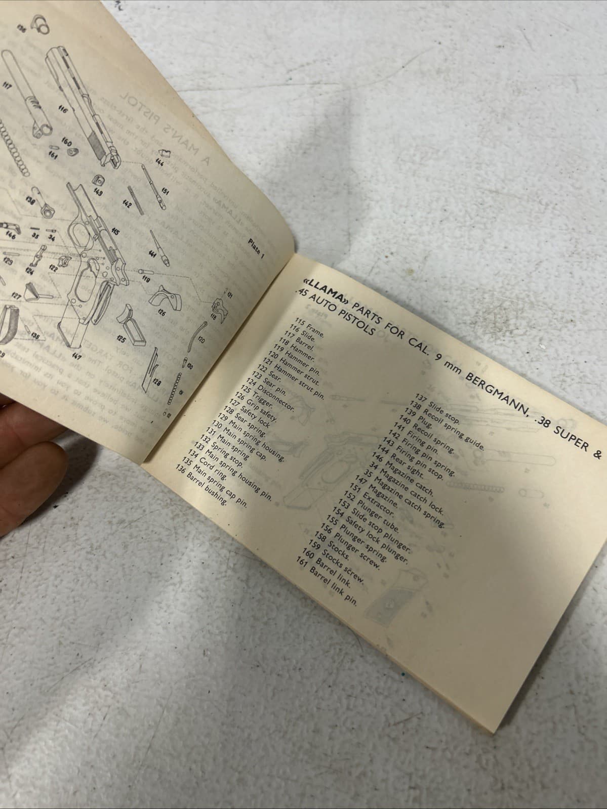 LLAMA MOBILE -BARREL AUTOMATIC PISTOL OWNERS MANUAL WITH PARTS LISTS AND DIAGRAM 4