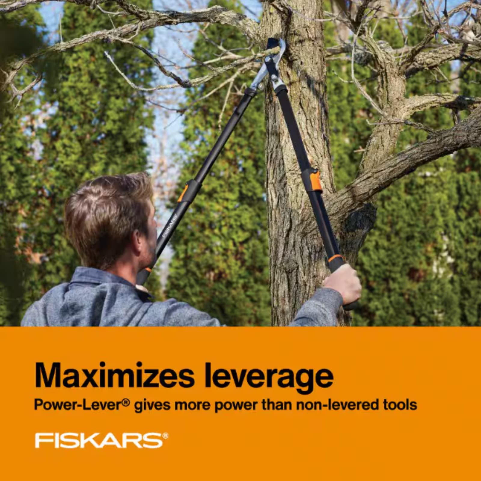 Fiskars Power-Lever Telescoping Bypass Lopper [SoftGrip]: 25 in. to 37 in. Exten 3