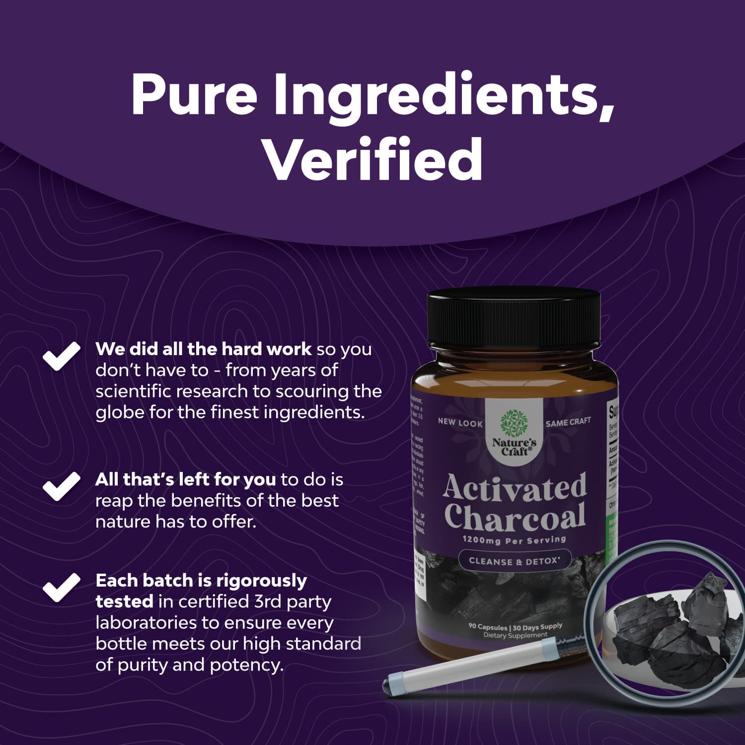 Cleanse and Detox Activated Charcoal Capsules Purifying 1200mg Per Serving 90ct 6