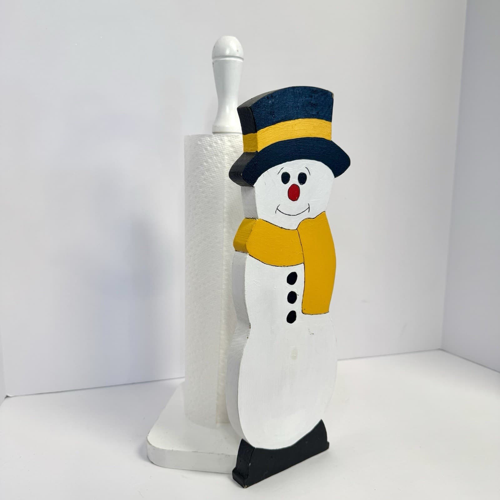 Snowman Paper Towel Holder Wooden Christmas Decor