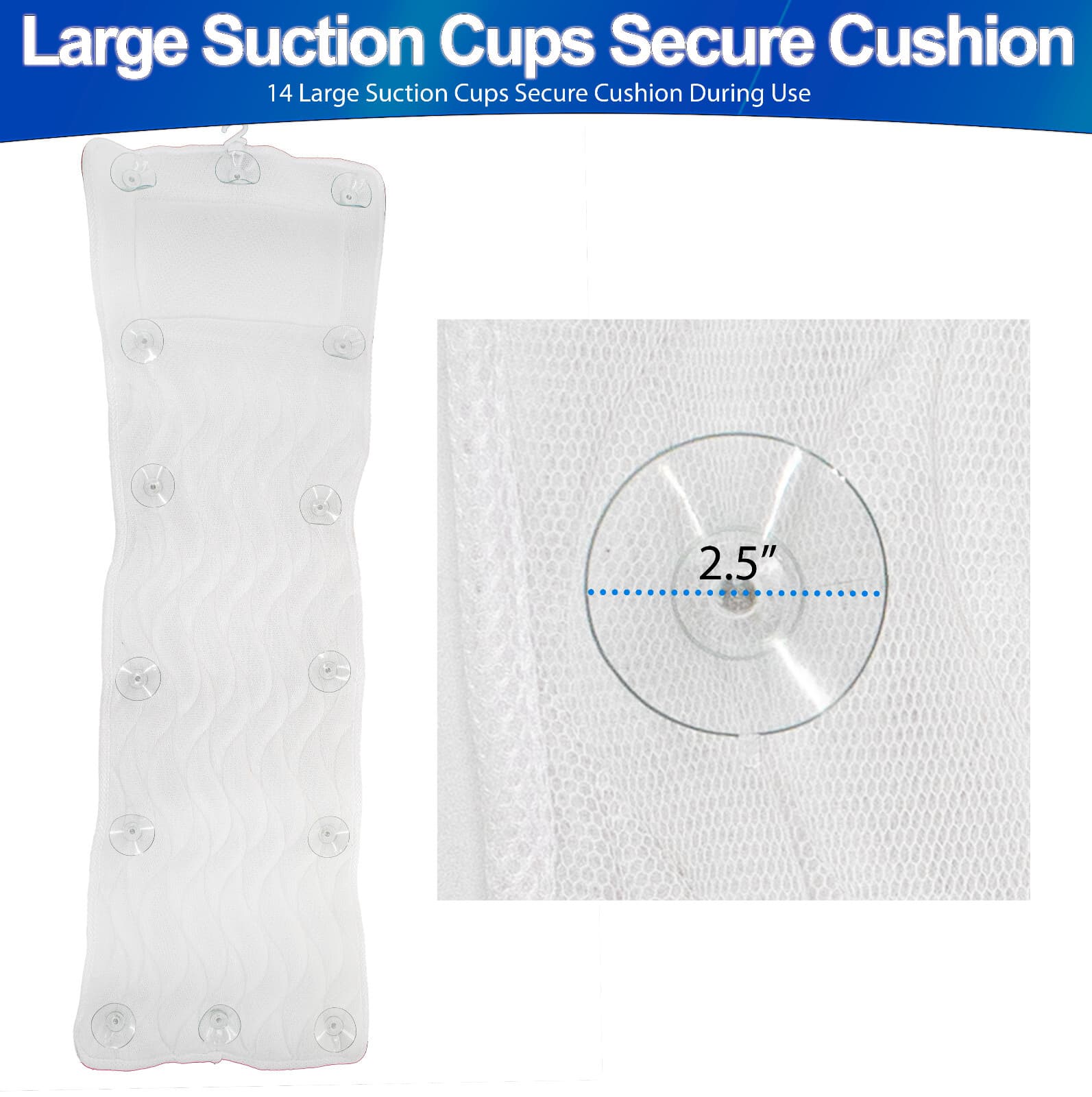 Full Body Bath Pillow & Mat w/ 5D Air Mesh - Bathtub Spa Back Cushion Non Slip 4