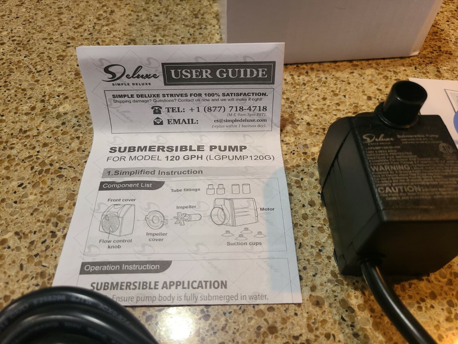 Deluxe Fountain Pump 120-Volt Submersible Hydroponics Aquaponics - 120 GPH 2