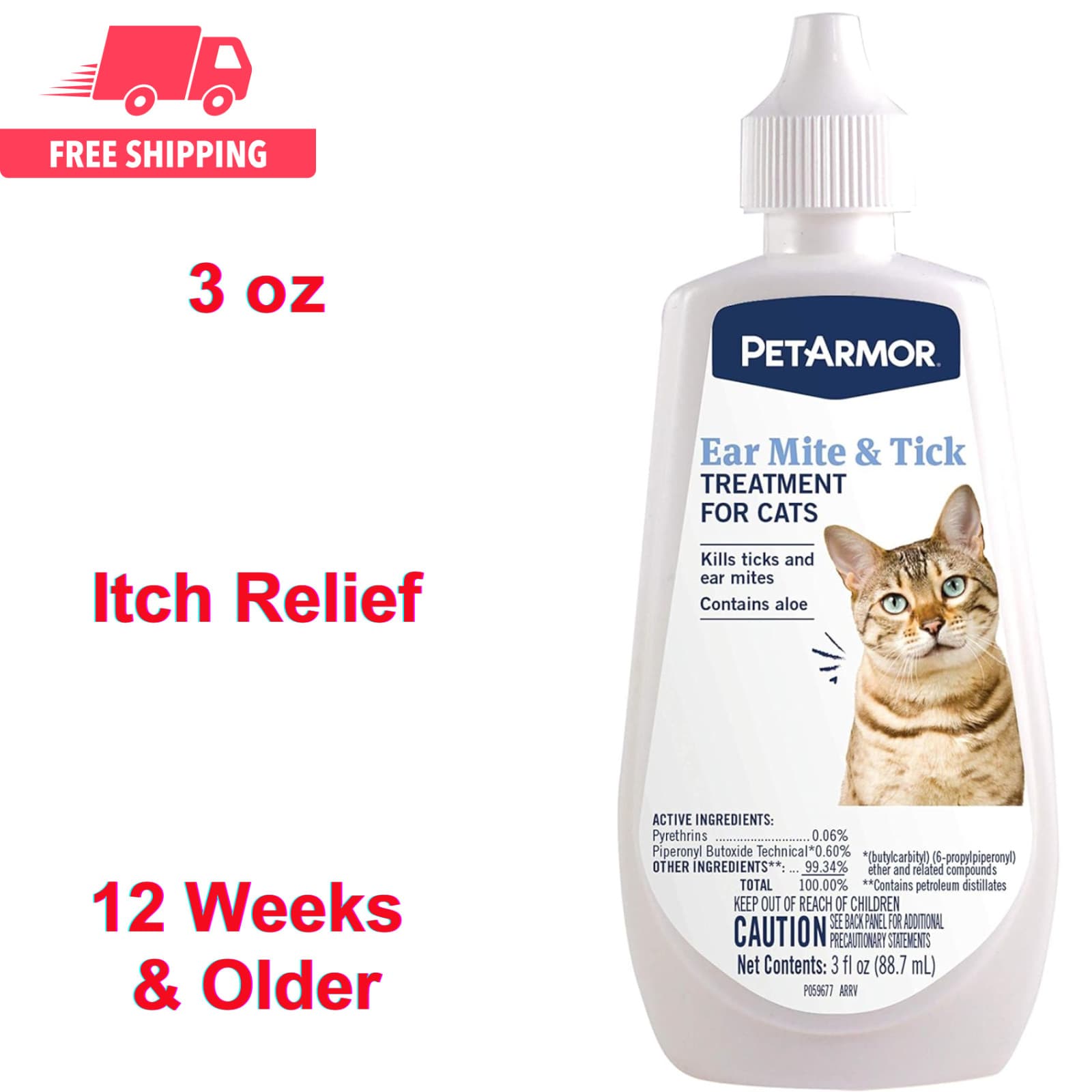 PetArmor Ear Mite Treatment for Cats, Ear Mite Medicine Kills Ticks & Ear Mites