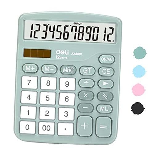 Calculator, Standard Function Desktop Calculators with 12 Digit Large Green