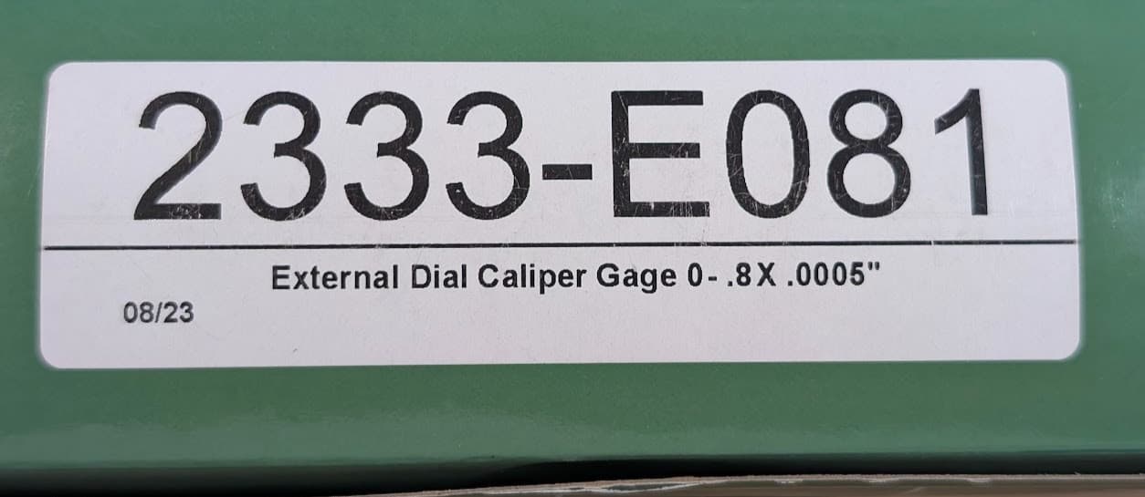 INSIZE GENUINE 2333-E081 External Dial Caliper Gage, 0-0.8", Graduation 0.0005" 2