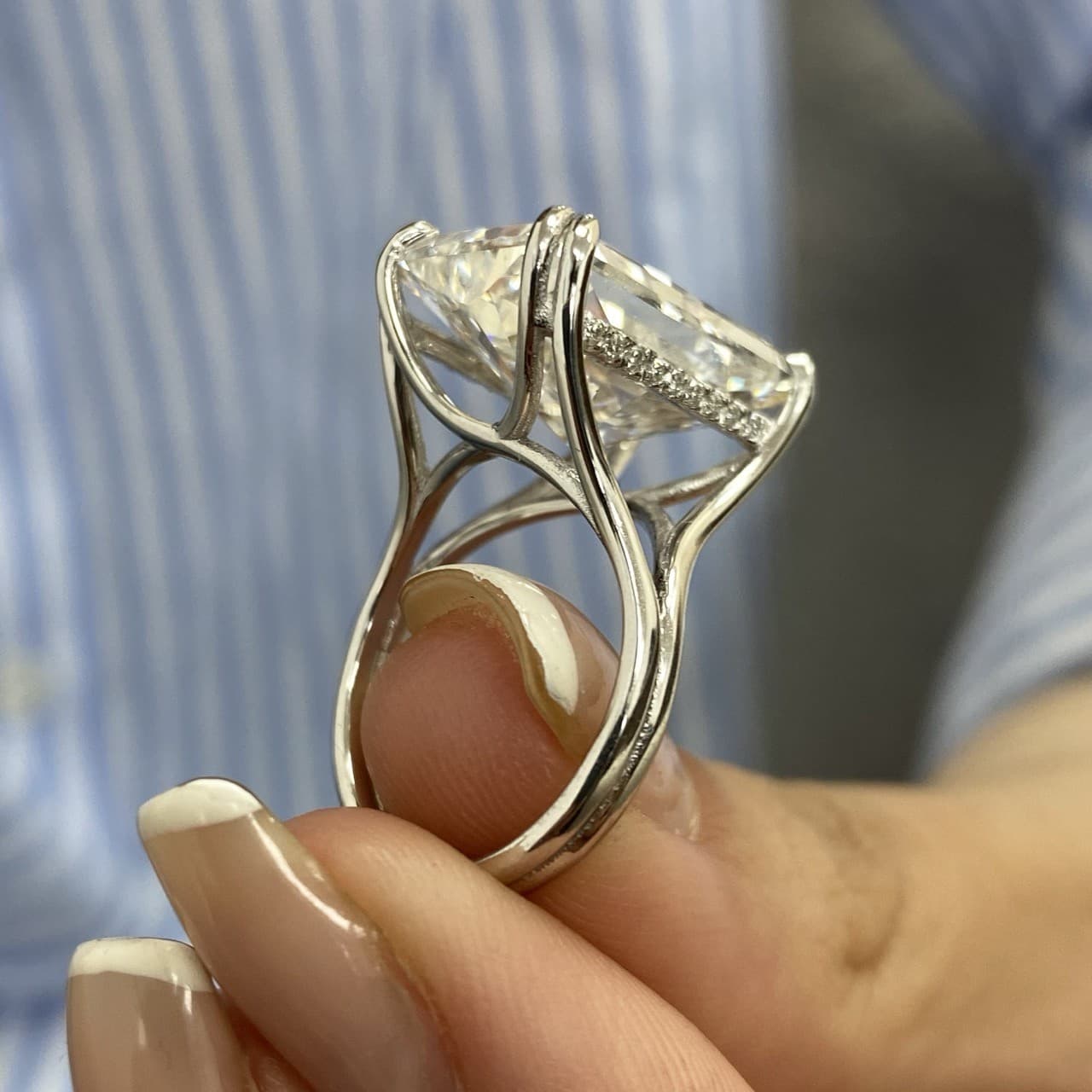 Diamond Bridal Ring Radiant VS1 E IGI Certified 10.1CT Labcreated 18K White Gold 6