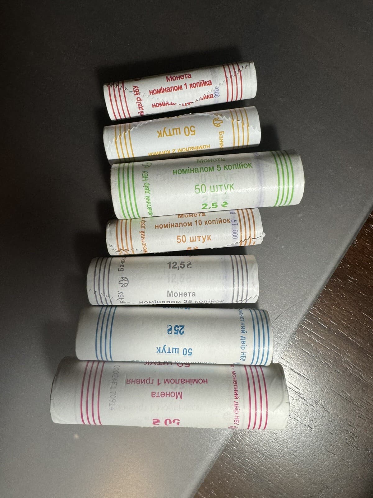 UKRAINE - Complete SET of 7 Coins (kopiyok, hryvnia) 2012 - 2019 from ROLL - UNC 4