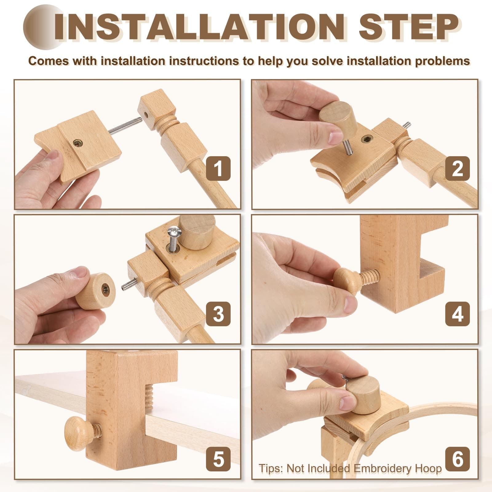 Embroidery Hoop Stand, Adjustable Rotated Beech Wood Cross Stitch Stand Holde... 5
