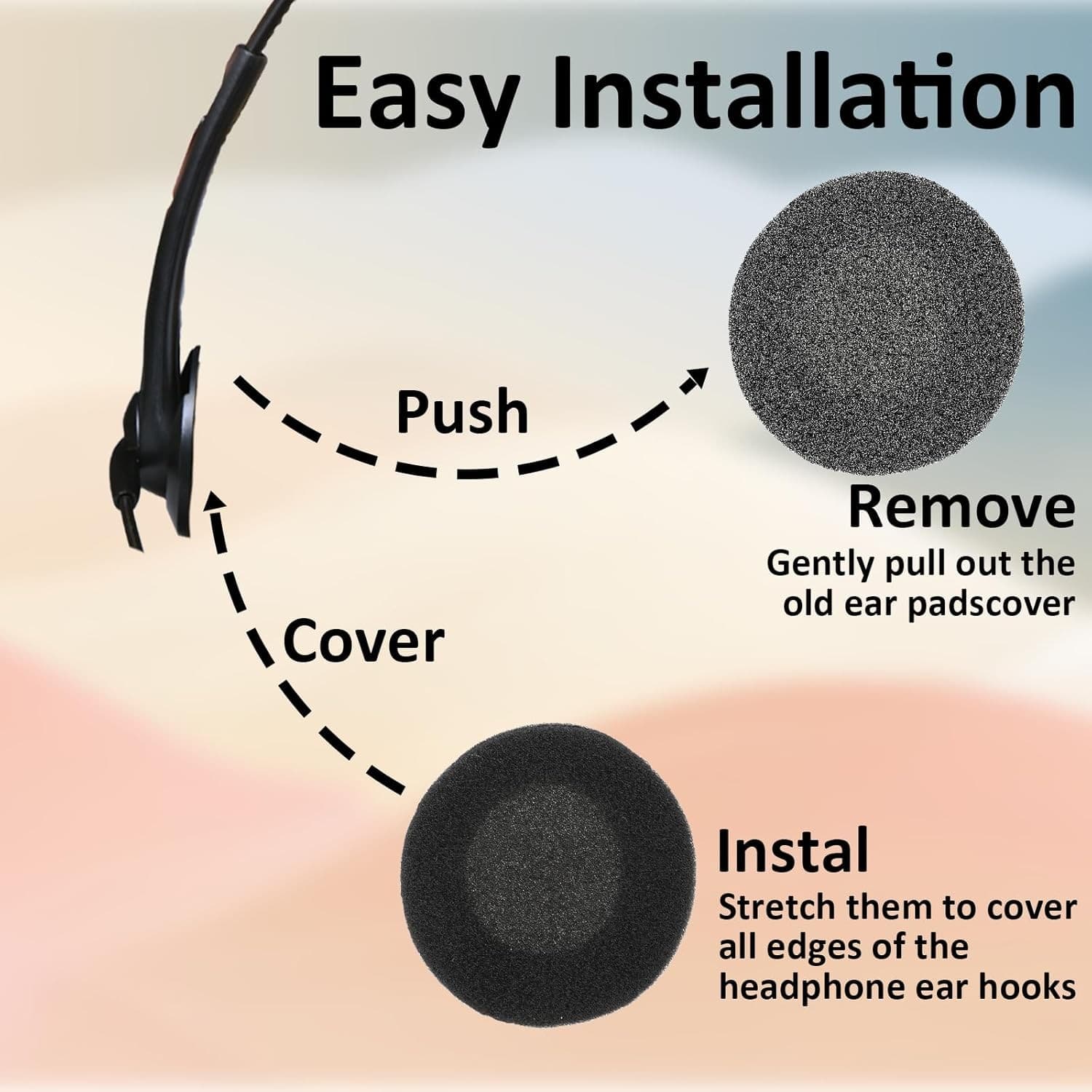 6 Pack 50mm Foam Ear Cushion Covers Headset Replacement Pads Phone Two Way Radio 6