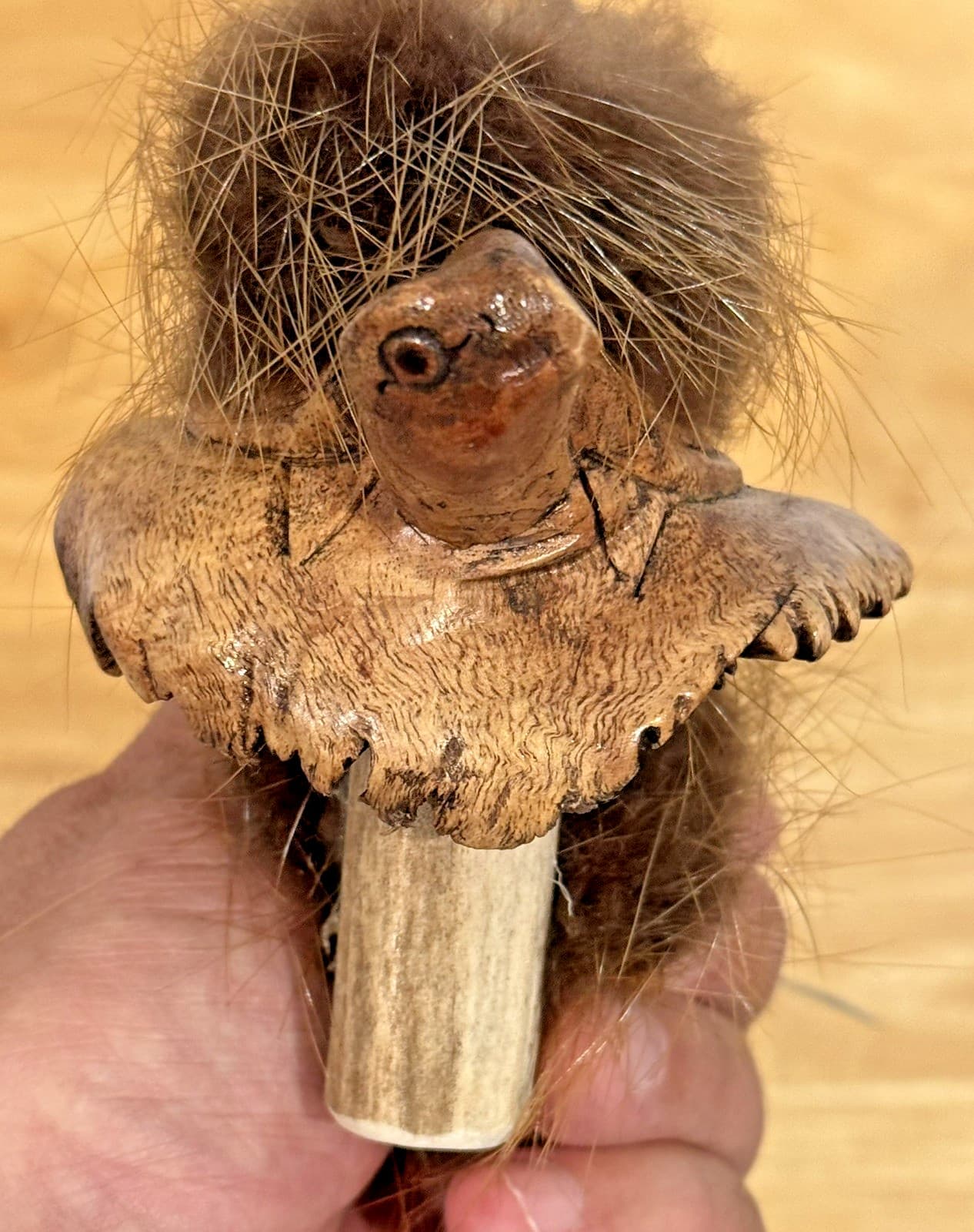 Vtg Rare HTF Native American Handmade Authentic 12" Carved Antler Turtle Pipe 6
