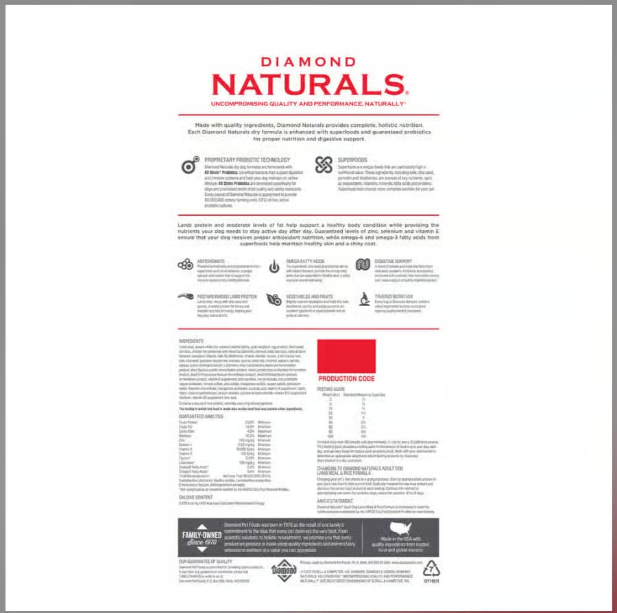 2 Pack Diamond Naturals Adult Dry Dog Food - Lamb Meal & Rice, 40-lb 3