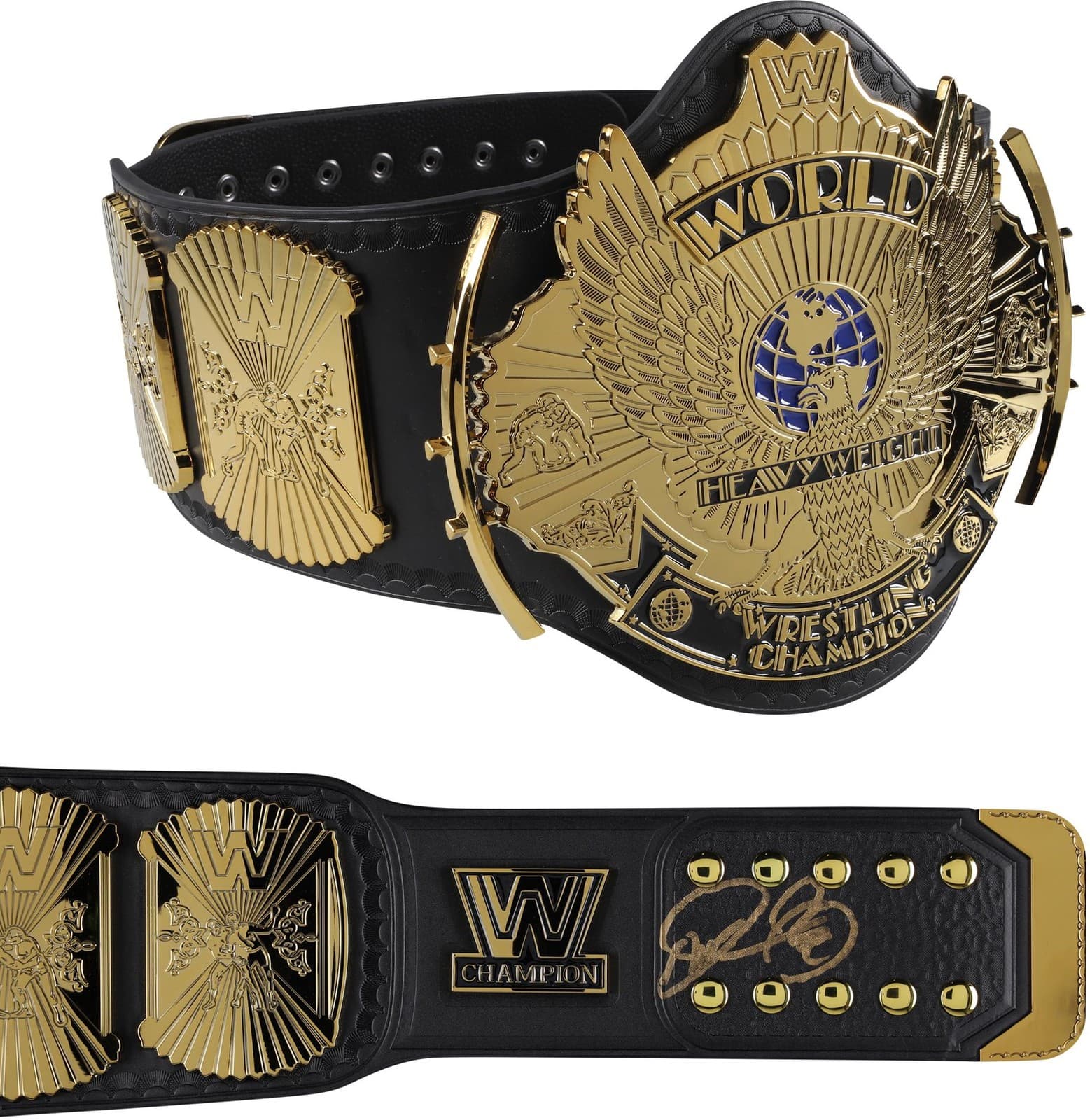 Mankind WWE Autographed Attitude Era Winged Eagle Replica Title Belt