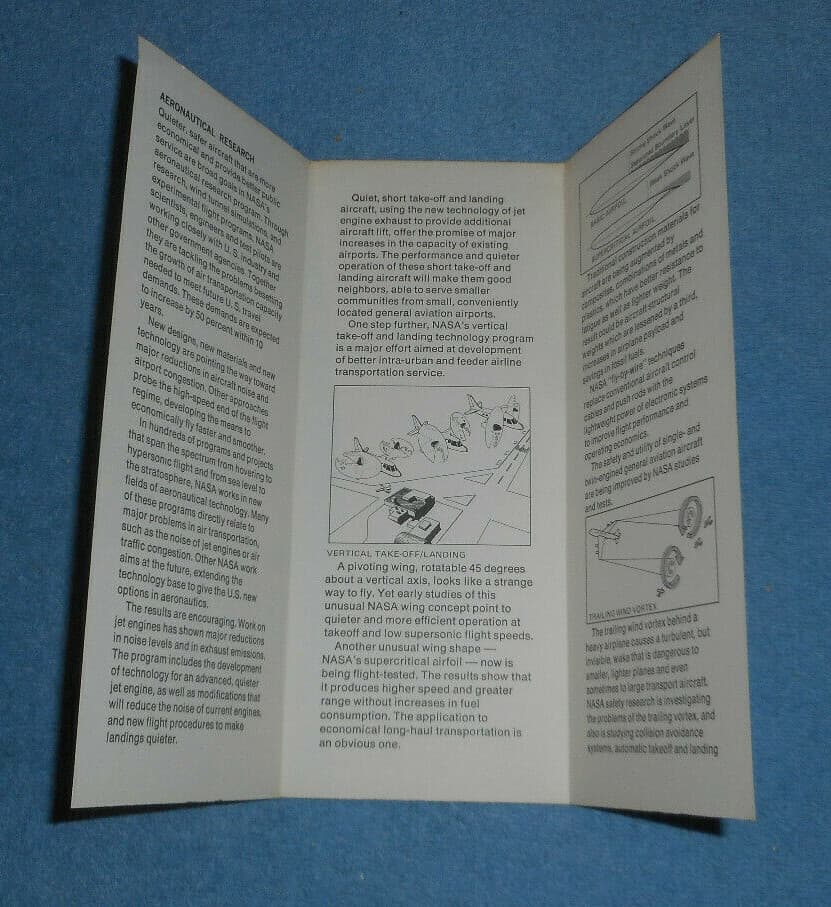 1973 NASA Brochure Aeronautical Research VTOL Airfoil Wind Vortex Diagrams 2
