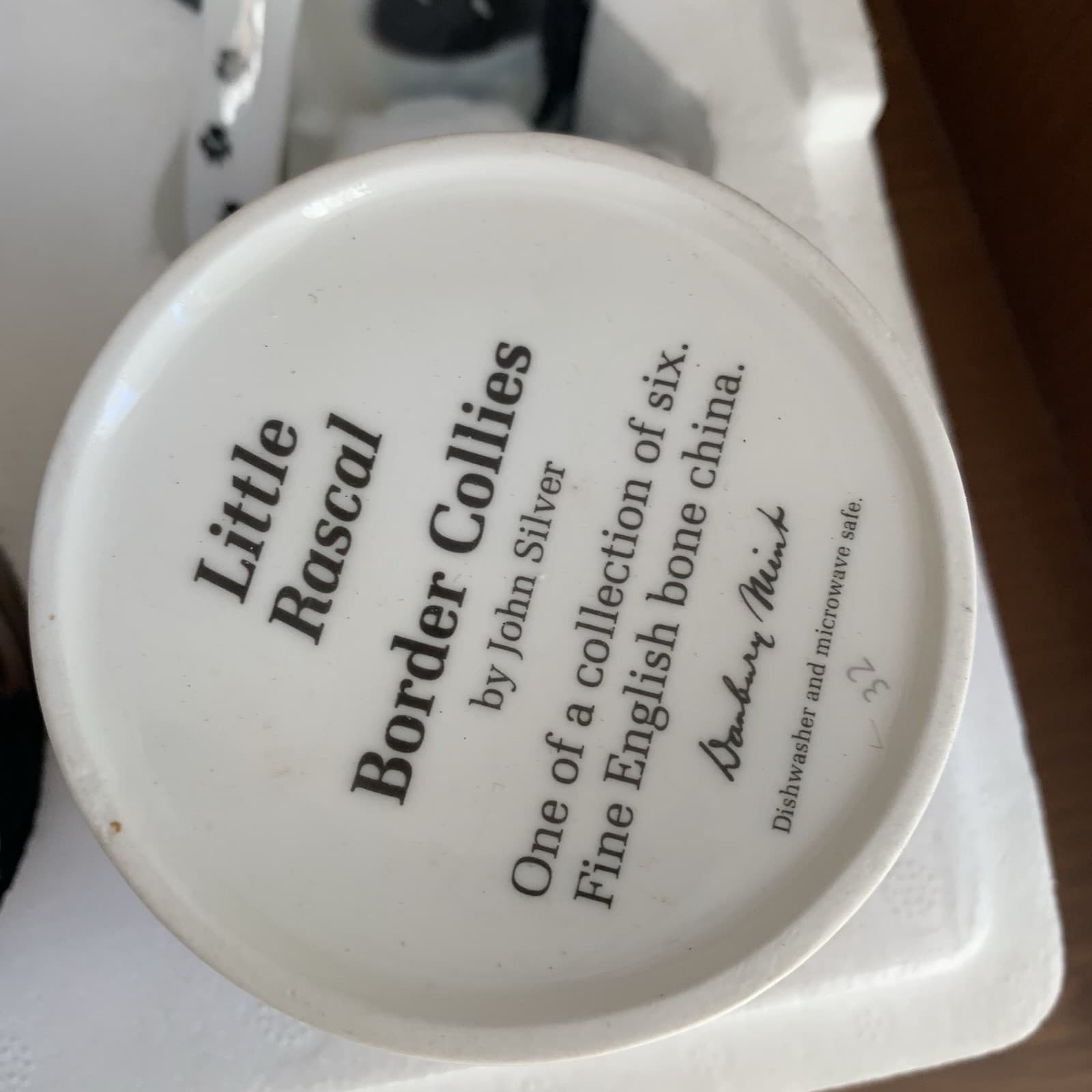 Danbury Mint Mugs x 6 Border Collies Dogs Bone China John Silver NEW 5