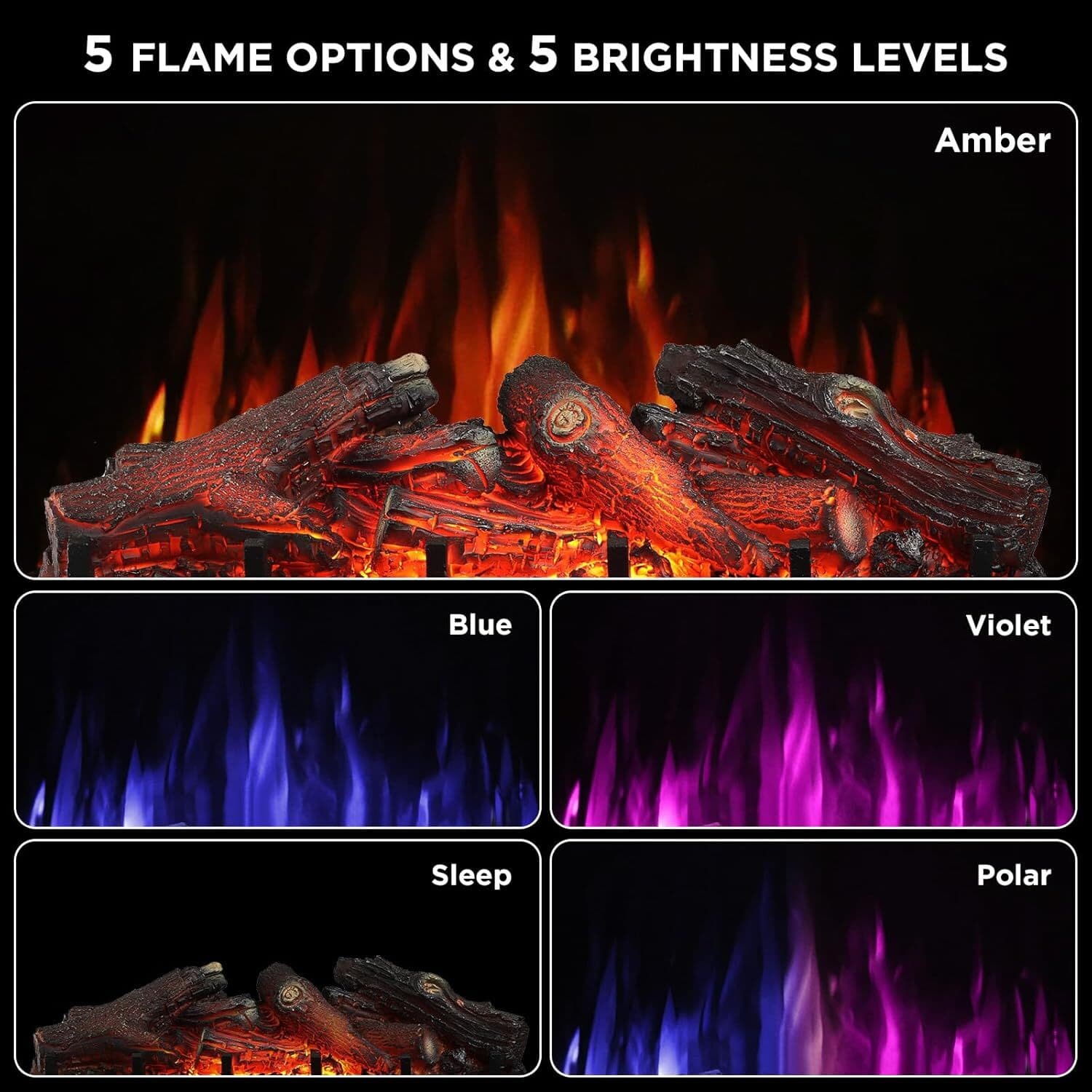 (Open Box) TURBRO 26 in. WiFi Infrared Quartz Electric Fireplace Log Heater 2