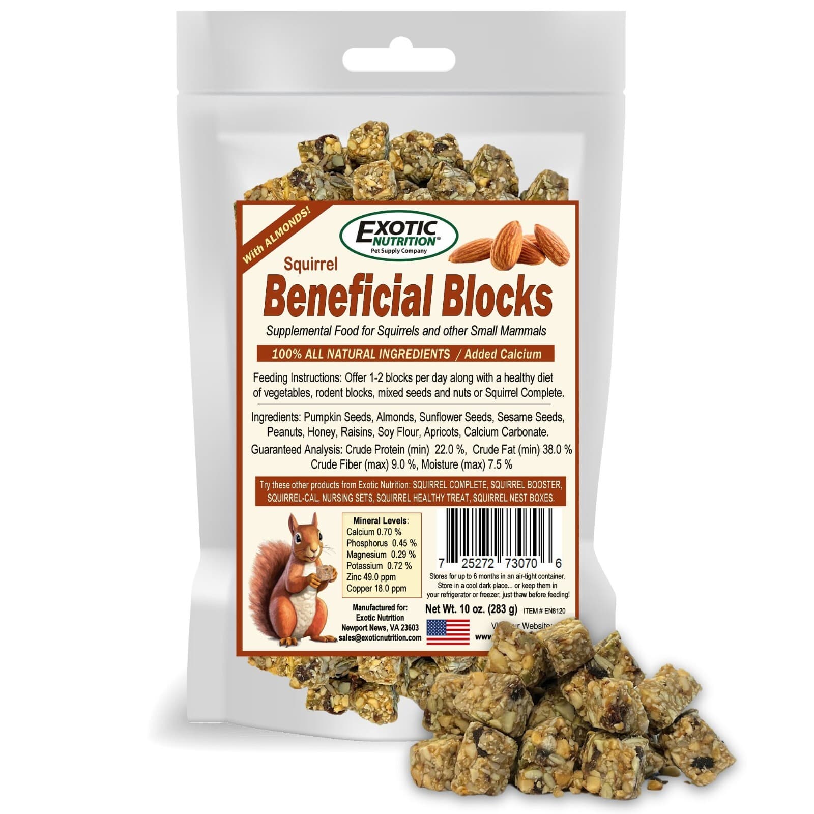 Squirrel Beneficial Blocks - All Natural Supplemental Food with Nuts & Seeds