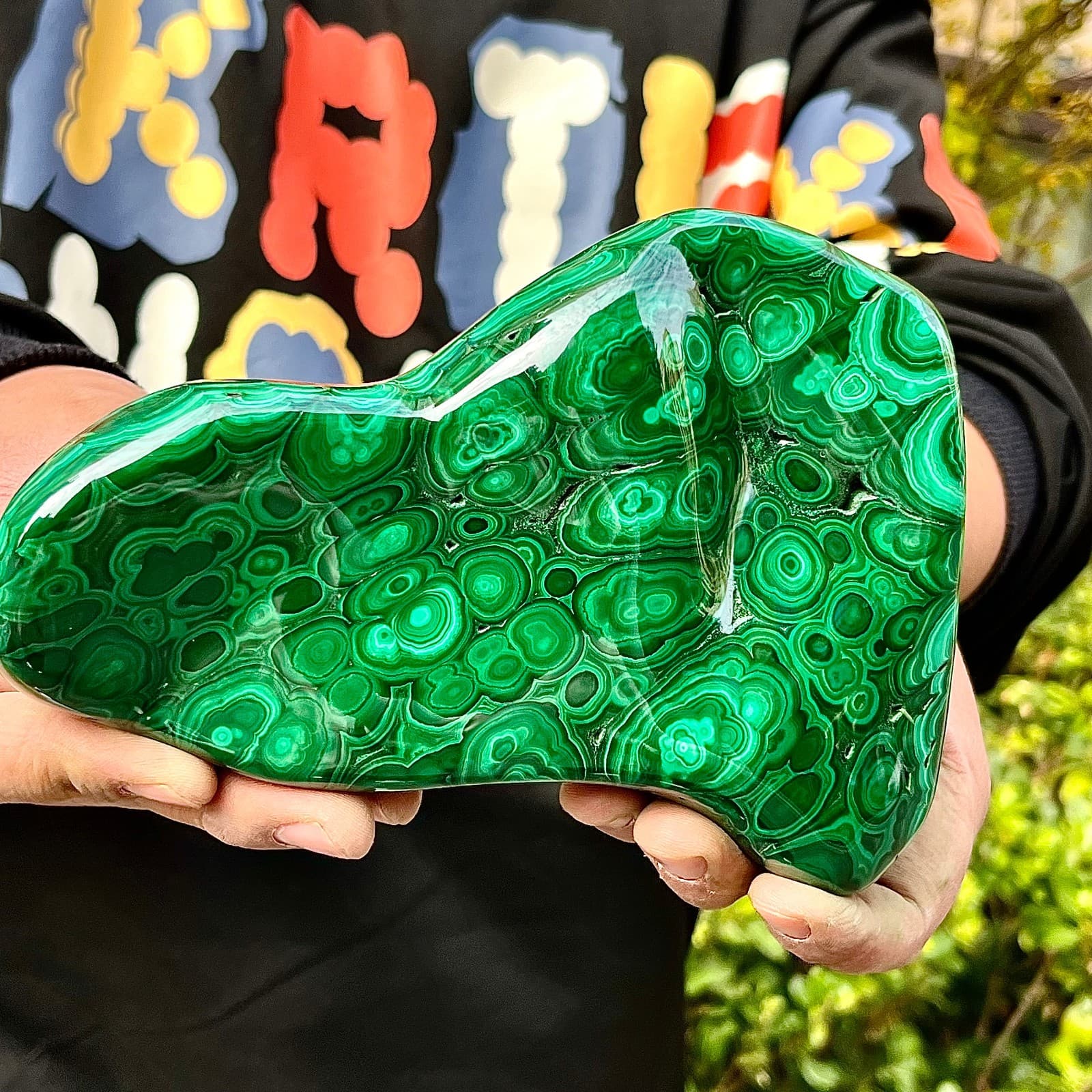 2.95LB Natural glossy Malachite transparent cluster rough mineral sample 3