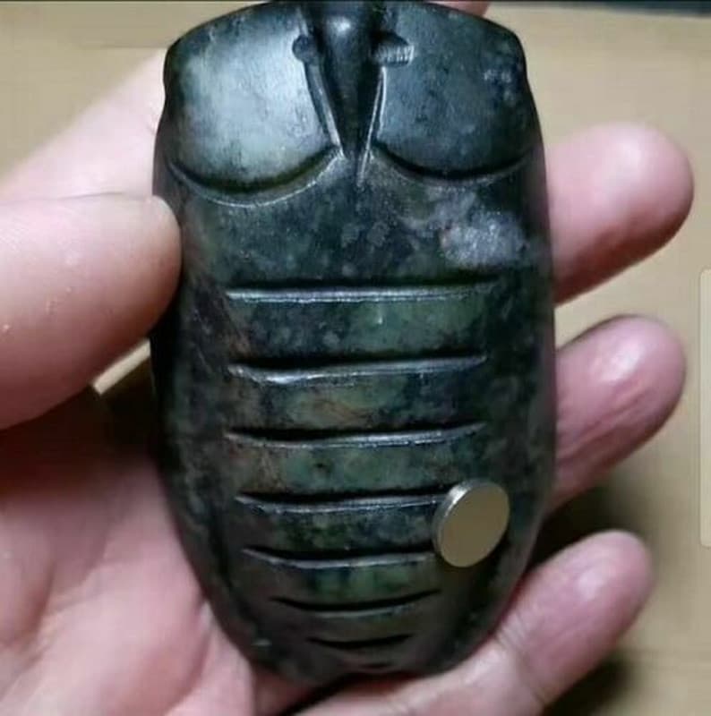 Chinese Hongshan Culture meteorite carved original cicadas monkey handicraft 4