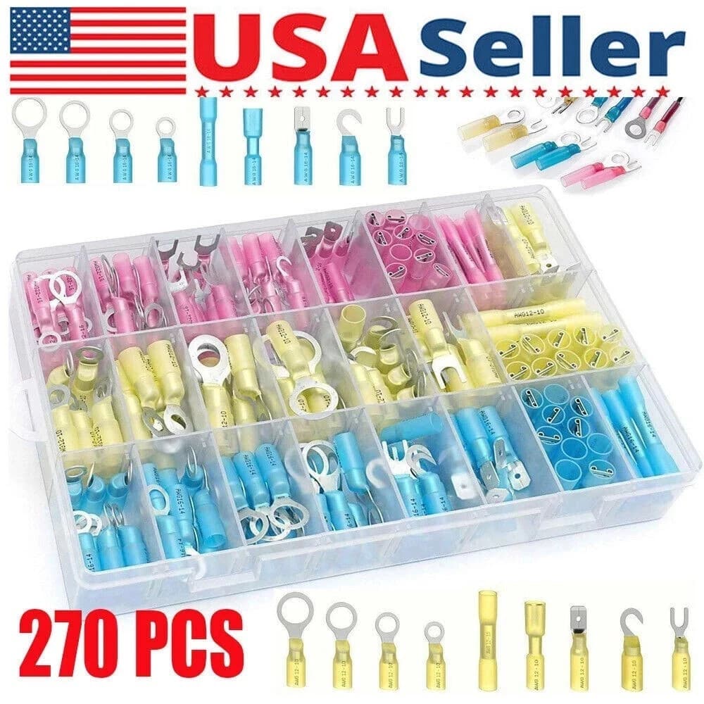 270pcs Heat Shrink Wire Connectors Marine Automotive Waterproof Terminals Set