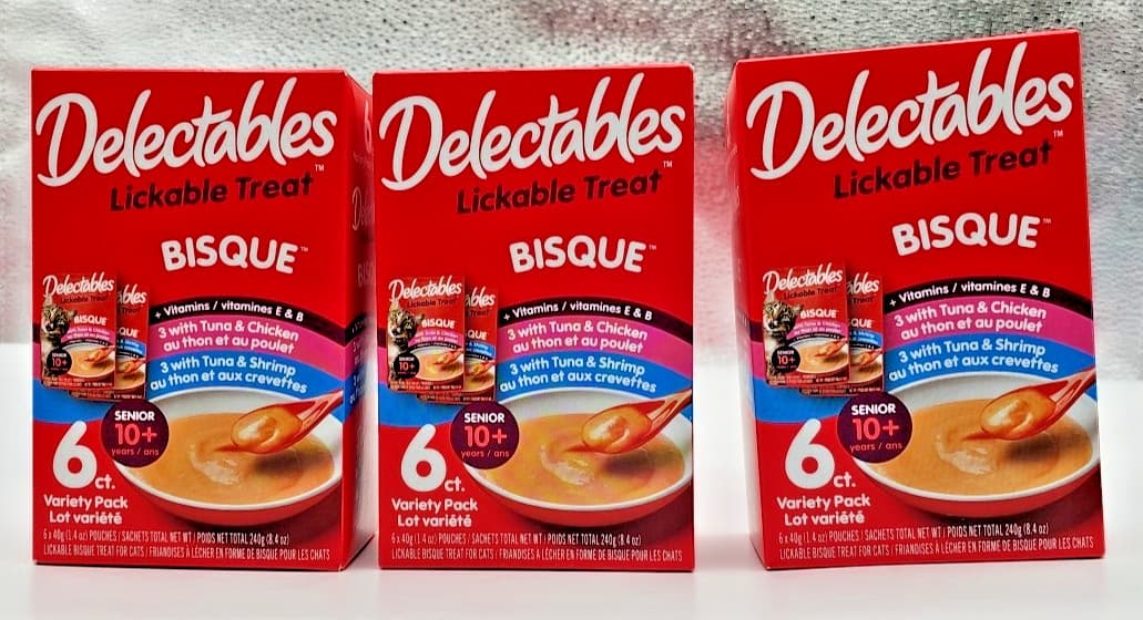 Hartz Delectables Lickable BISQUE Treat Senior 10+ years Variety Pack of 18