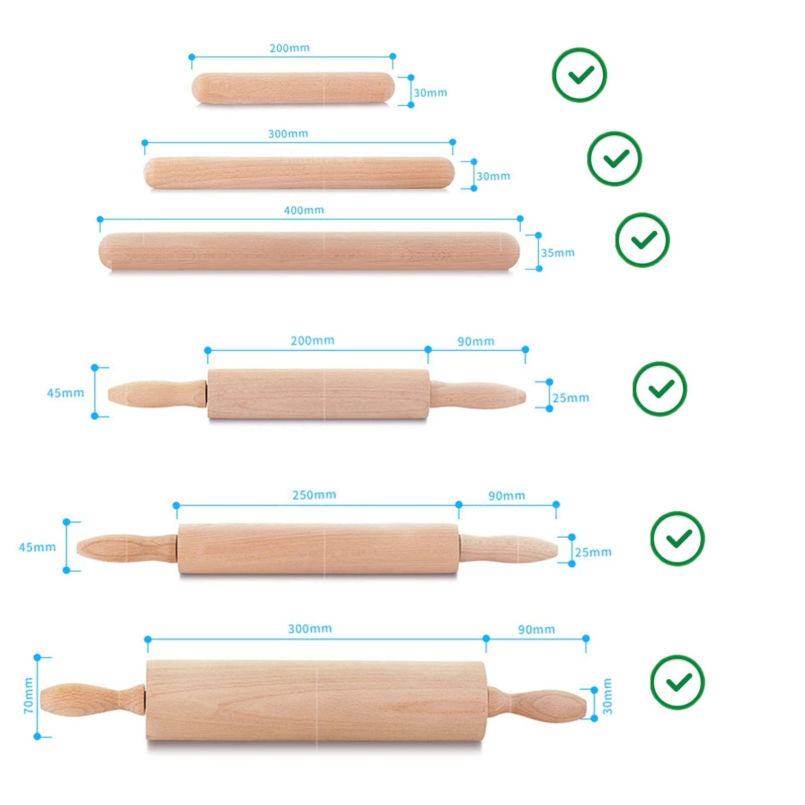 4 Pack Rolling Pin Holder Display Rack Storage for Kitchen Wall Hanging Rack 4