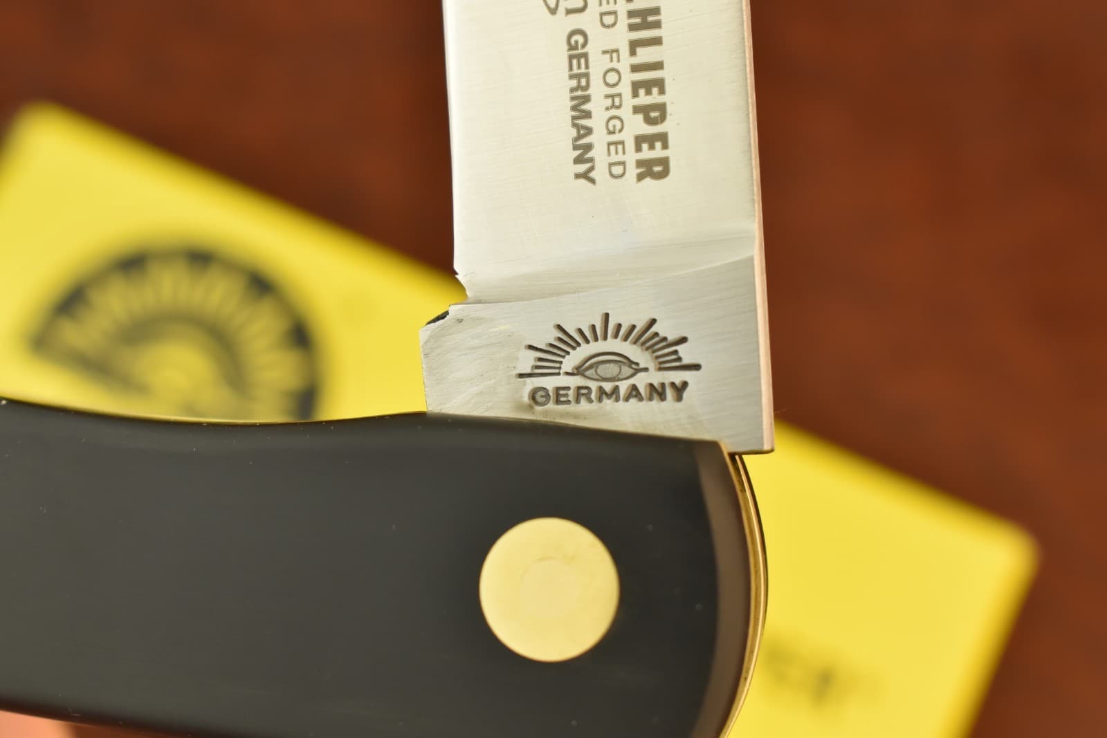 GERMAN EYE BRAND CARL SCHLIEPER BLACK JUMBO SODBUSTER KNIFE SOLINGEN GERMANY 4