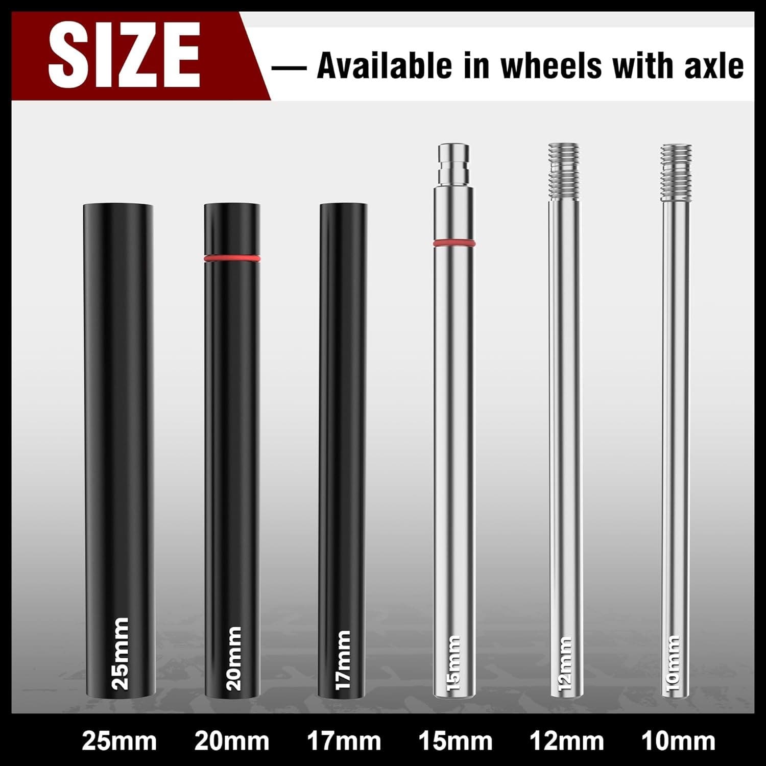 Dirt Bike Tire Changing Tool Kit,16" to 21" Wheels -15/17/20/25mm Axles,Silver 6