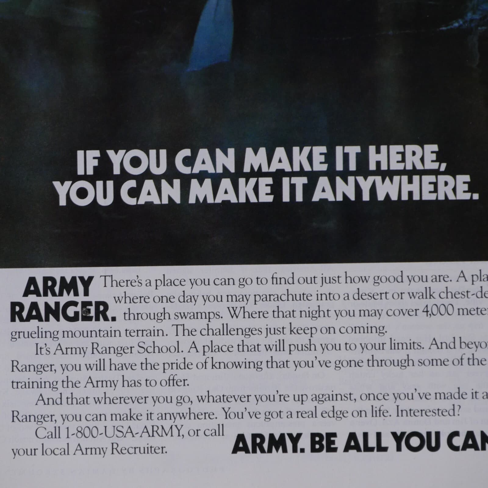 U.S. Army Rangers If You Can Make It Here Vintage 1989 Original Print Ad 8.5x11" 4