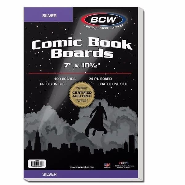 200 BCW Silver Era Comic Book Bags Sleeves + Acid Free Back Boards 7 x 10 1/2" 3