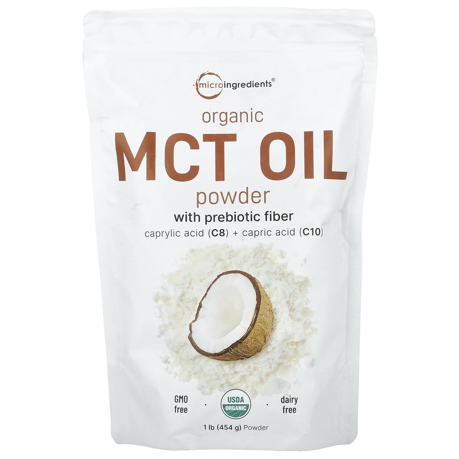 Organic MCT Oil Powder With Prebiotic Fiber, 1 lb (454 g)