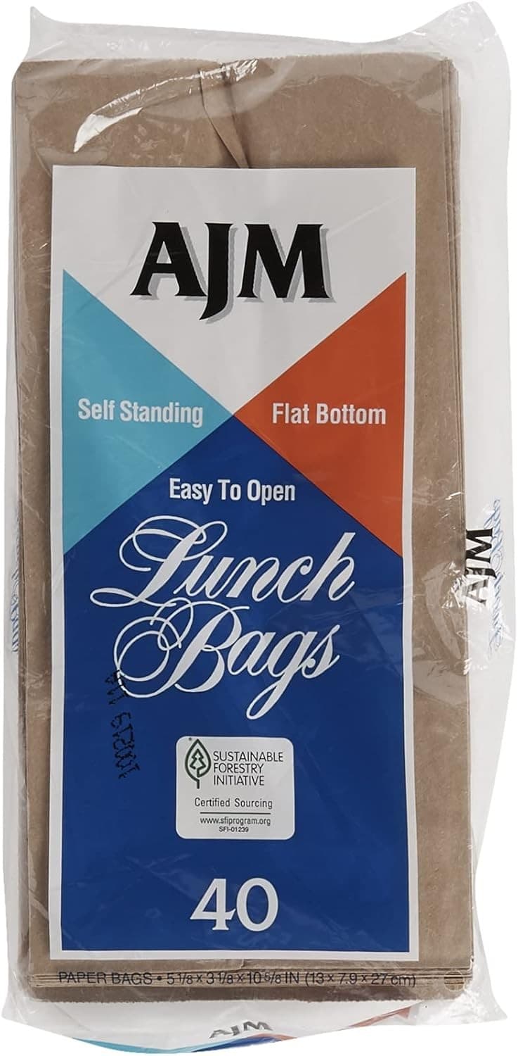 AJM Brown Paper Lunch Bags 40 Count 1 pack,  3