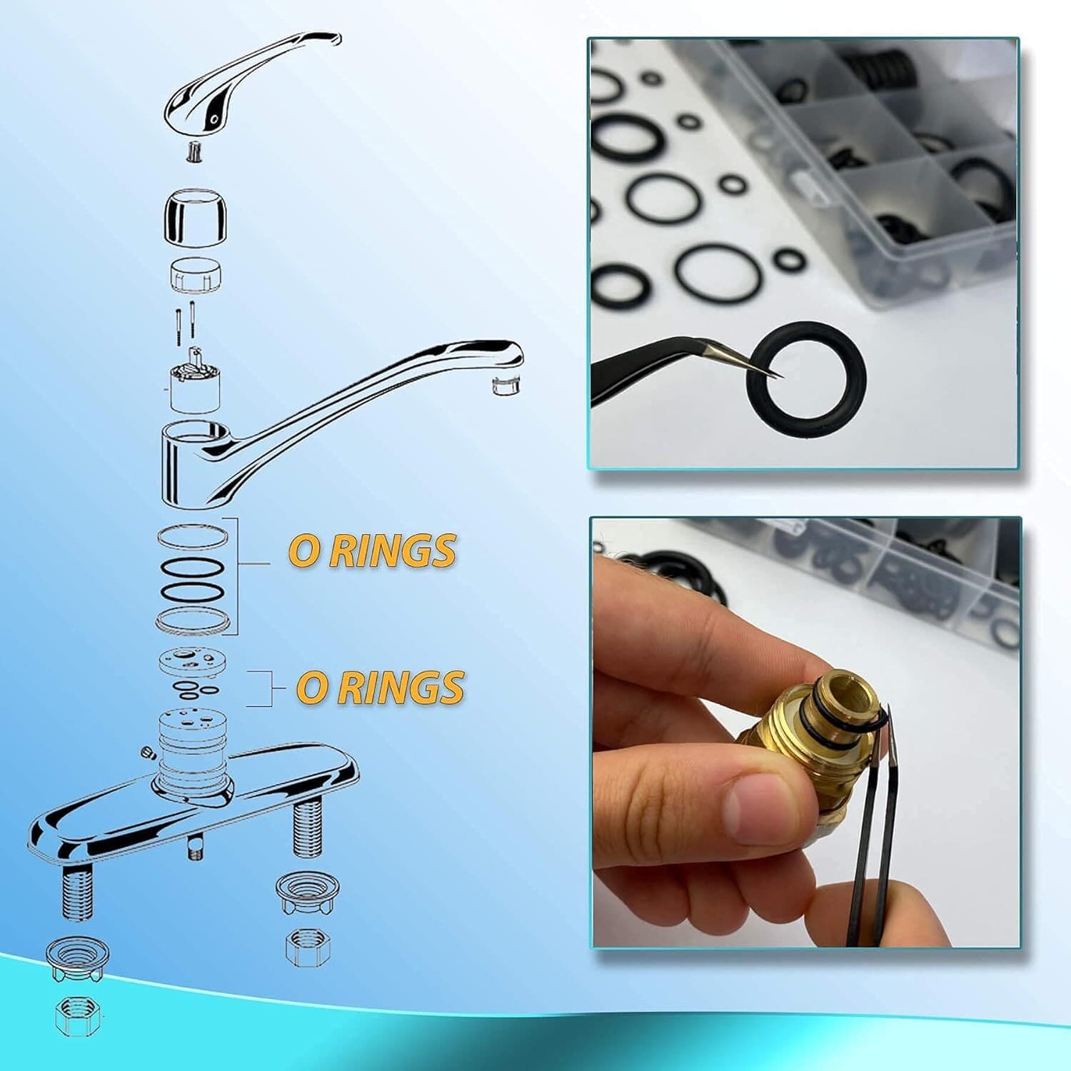 270 Pcs Rubber O Rings Assortment Kit 18 Sizes for Automotive Removal Tool 3