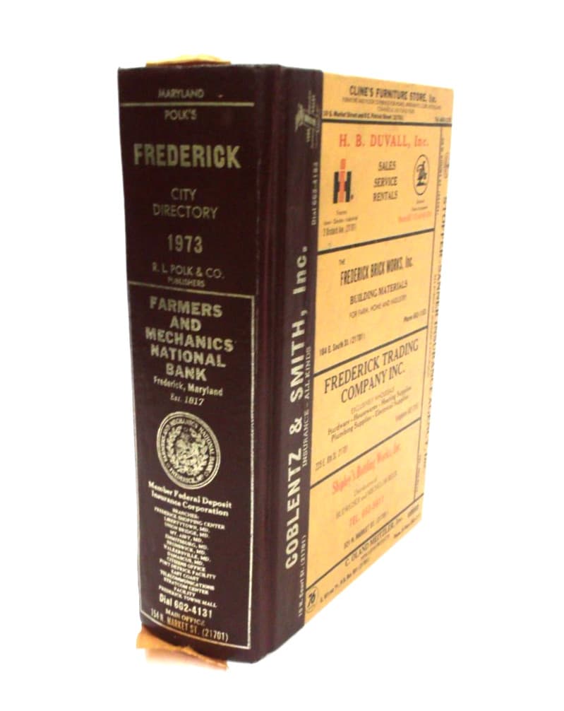 1973 POLK'S Frederick Md City/Business Directory, Street/Ave & Buyers Guide 2