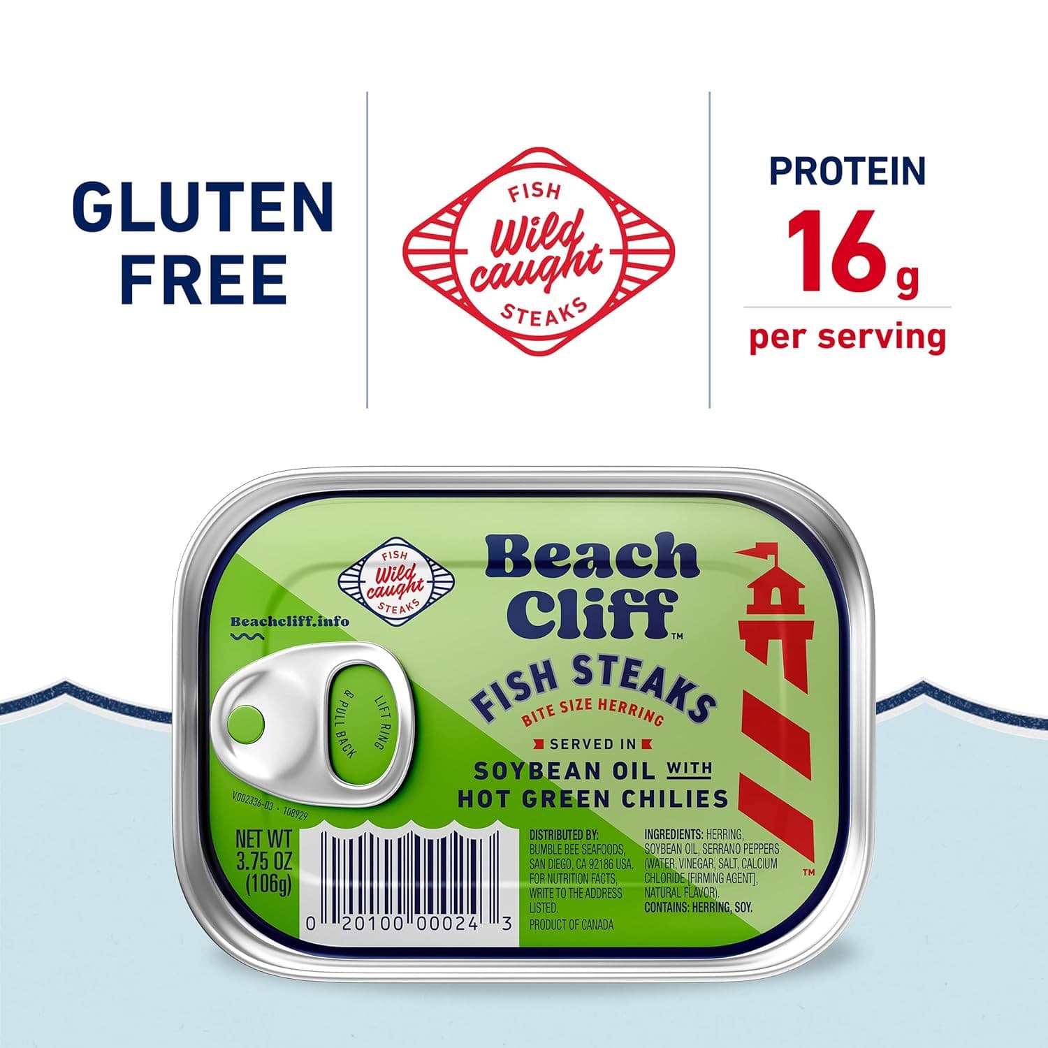 Wild Caught Fish Steaks in Soybean Oil with Hot Green Chilies, 3.75 Oz Can (Pack 2